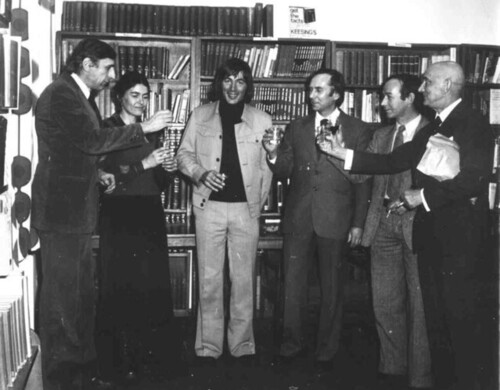 Andrzej Zawada (pierwszy z lewej) podczas wizyty Brytyjskich wspinaczy (1976 r.)